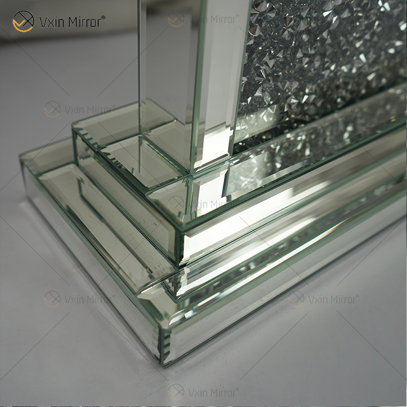 Reloj de mesa rectangular con espejo plateado y diamante triturado WXMC-056 de nuevo diseño de fábrica