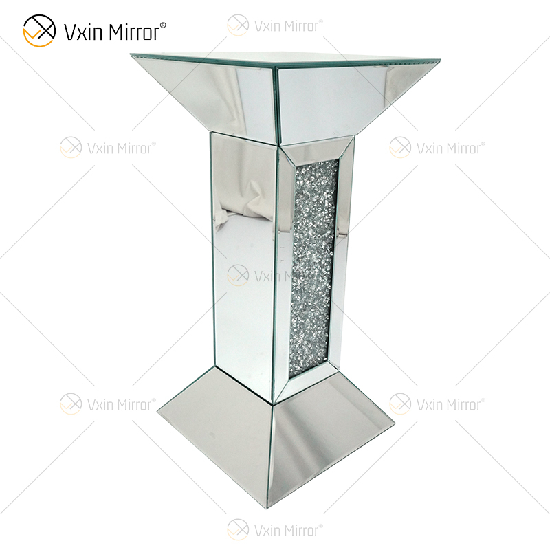 Nuevo diseño Vxin WXF-722 decoración del hogar mesa auxiliar de diamantes triturados mesa auxiliar de muebles de espejo plateado