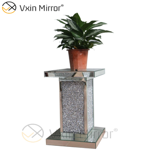 Living Room Decor Vxin WXWF-723 Mesa auxiliar moderna Mesa auxiliar plateada con diamantes triturados