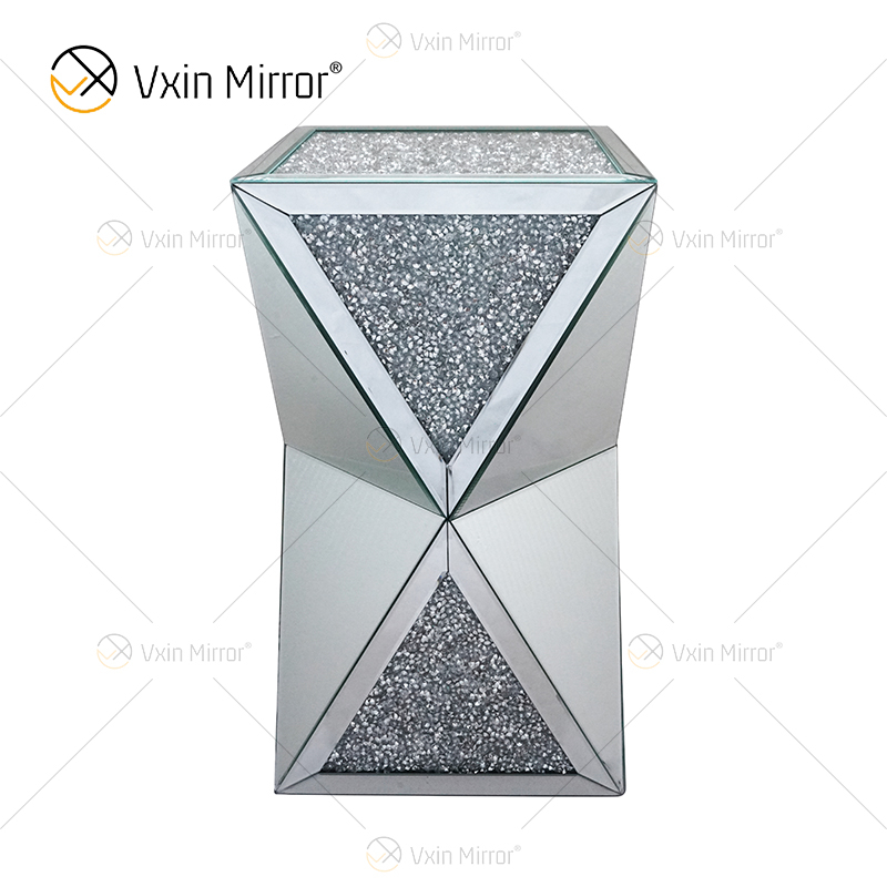 Venta caliente de fábrica WXF-081 Mesa auxiliar de diamante de plata Mesa auxiliar con espejo de lujo moderno 3D