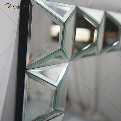 Espejo de pared rectangular de vidrio multifacetado WXM-1010