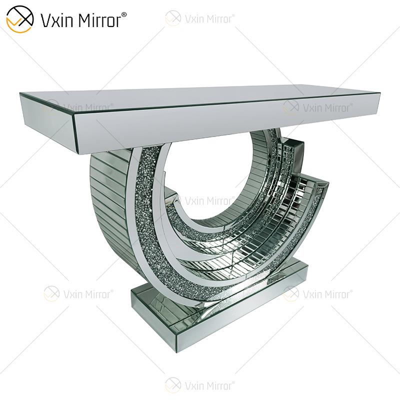 Mesa de consola con espejo 3C de diamante triturado brillante Original de fábrica con muebles de sala de estar con espejo