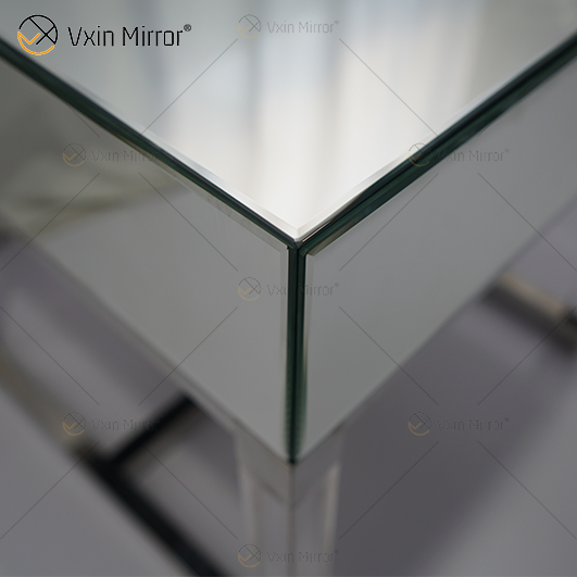 Vanity Modern WXF-139-2 Muebles de vidrio acrílico plateado Mesita de noche con cajones Mesita de noche con espejo para dormitorio