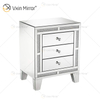Mesita de noche de diamantes triturados de plata WXF-911 de buena calidad con mesita de noche con espejo de 3 cajones