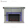 Nuevo diseño WXMF096-2 LED plata cristal sala de estar espejo chimenea con inserto interior
