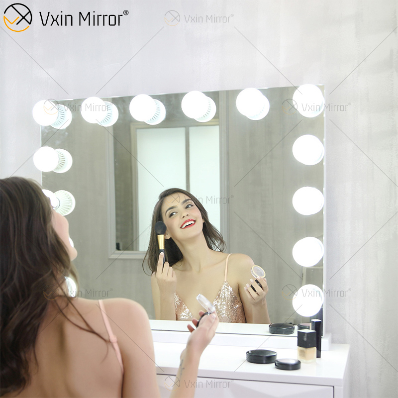 WXDL-123 decorativo ovalado, tocador de mesa, estilo Hollywood, espejo de maquillaje con luz Led para dormitorio