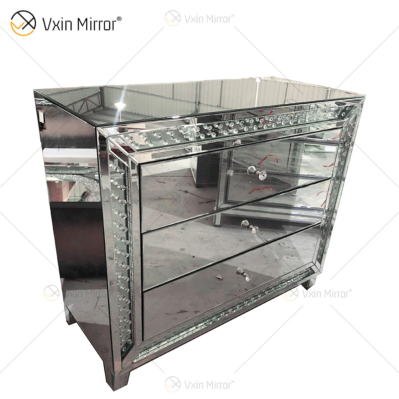 WXF-2140 Cuentas octogonales LED Moda simple Tres cajones LED Gabinete Partido Espejo LED Enchufe personalizado