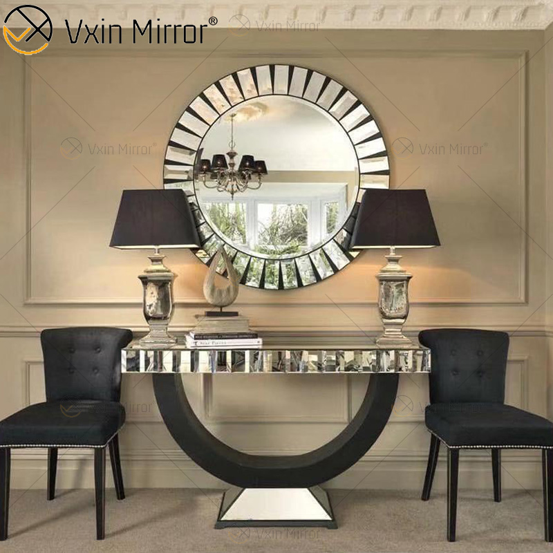 Muebles de espejo Vxin, mesa de consola de espejo de diamante triturado moderno, muebles de mesa