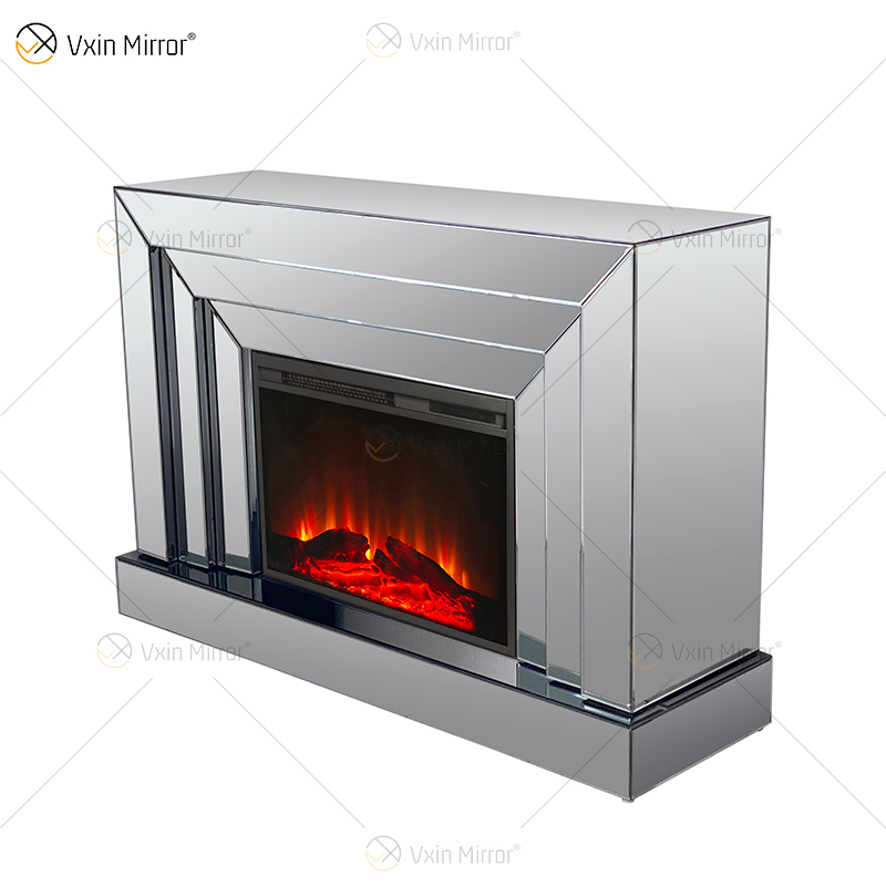 Venta caliente WXWF-1100 Espejo de vidrio simple Fiireplace con inserción de madera de simulación Interior para sala de estar