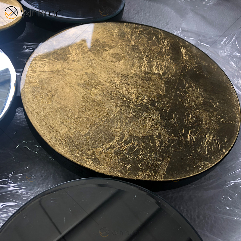 Venta caliente WXM-1961 Golden Leaf 3D Espejo de pared de lujo Espejo de pared antiguo