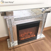 WXWF-1092 moderno para decoración del hogar, chimenea con espejo de diamante triturado de cristal de lujo con calentador en muebles de sala de estar