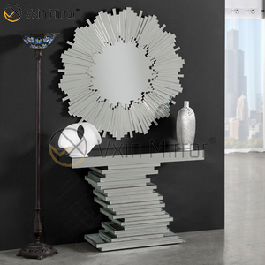Tamaño personalizado Vxin espejo moderno 3D plata elegante consola de madera con espejo para muebles de sala de estar