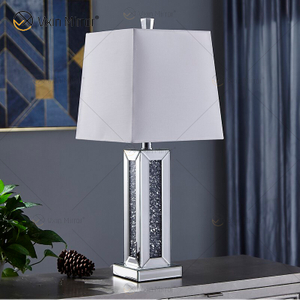 Fuente de fábrica WXTL-081 Lámpara de espejo de mesa de cristal de plata moderna para dormitorio