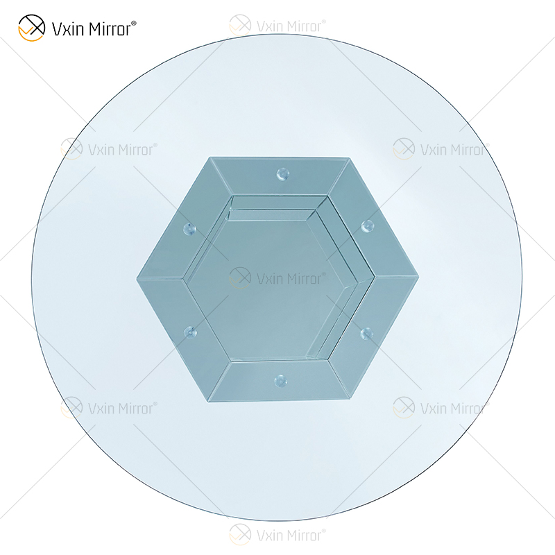 2020 Nuevo diseño WXF-100 Mesa de comedor plateada redonda de diamante triturado con tablero de vidrio templado