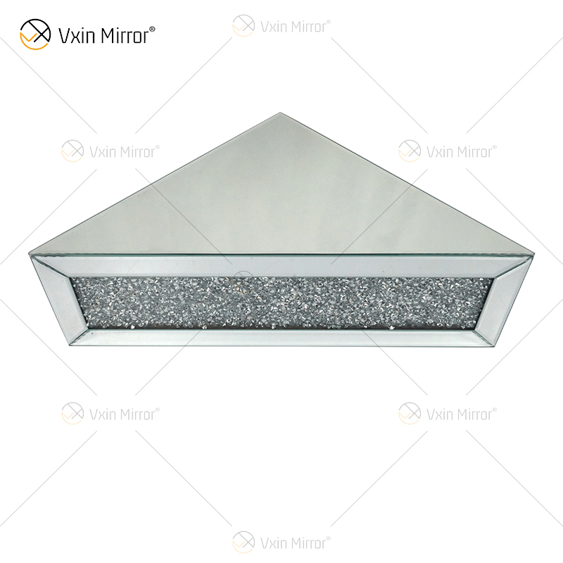Vxin Factory Supply WXF-152 Decoración de pared plateada Estante de pared de espejo de diamante triturado plateado