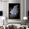 Pantalla de marco de aluminio de lujo, pintura de porcelana de cristal de pavo real, fondo de sofá, pintura colgante de pared, decoración de sala de estar