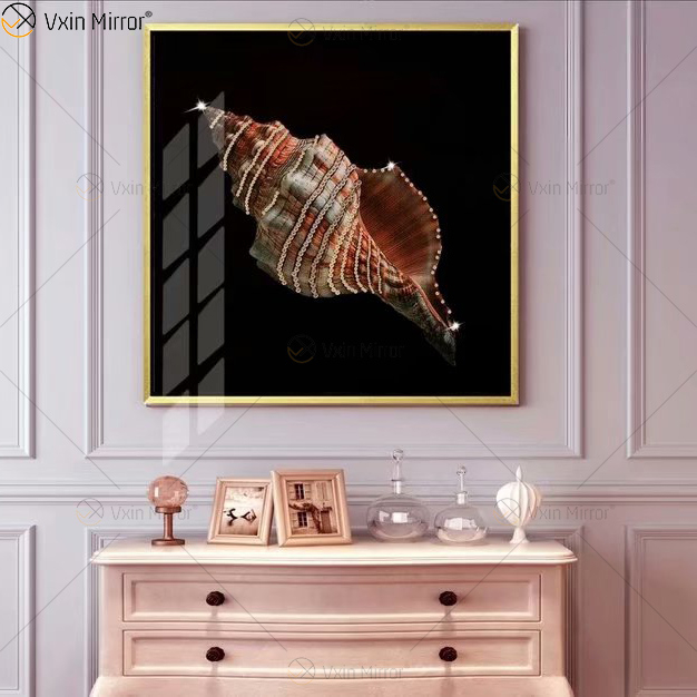 Pintura de porcelana de arte de pared con espejo de cristal colorido decorativo para el hogar artesanal