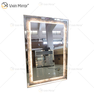 Top Design WXM-2593 LED 3 colores LED luz espejo diamante elegante maquillaje espejo sala de estar espejo