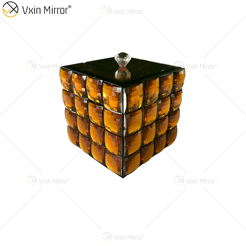 WXJB-31 VXin Home Decor Crystal Silver Glass Modern Mirrored Jewelry Box