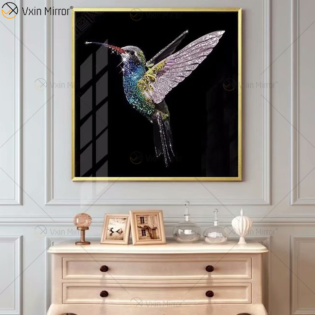Vxin WXMA-60 pintura de porcelana de cristal marco de MDF cubierto de resina arte de pared decorativo espejo arte de pared