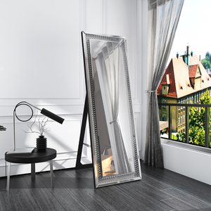 Venta caliente WXFL-2588 Cristal moderno Octágono Espejo de cuerpo entero Plata Espejo de piso de pie