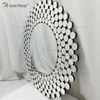 Espejo de cristal de pared decorativo de tamaño completo con forma geométrica WXM-2239 de plata redonda moderna y sencilla