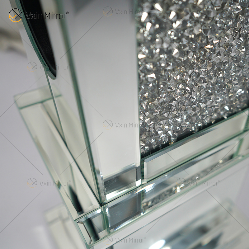 WXF-143 Portabotellas de almacenamiento de vino con espejo flotante de cristal flotante con espejo de diamante triturado