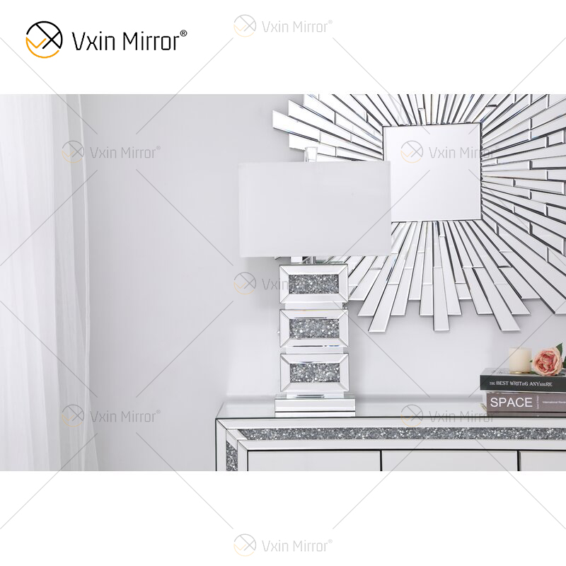 Suministro de fábrica WXTL-141 Lámpara de espejo de mesa LED de acrílico de cristal plateado moderno para luz cálida
