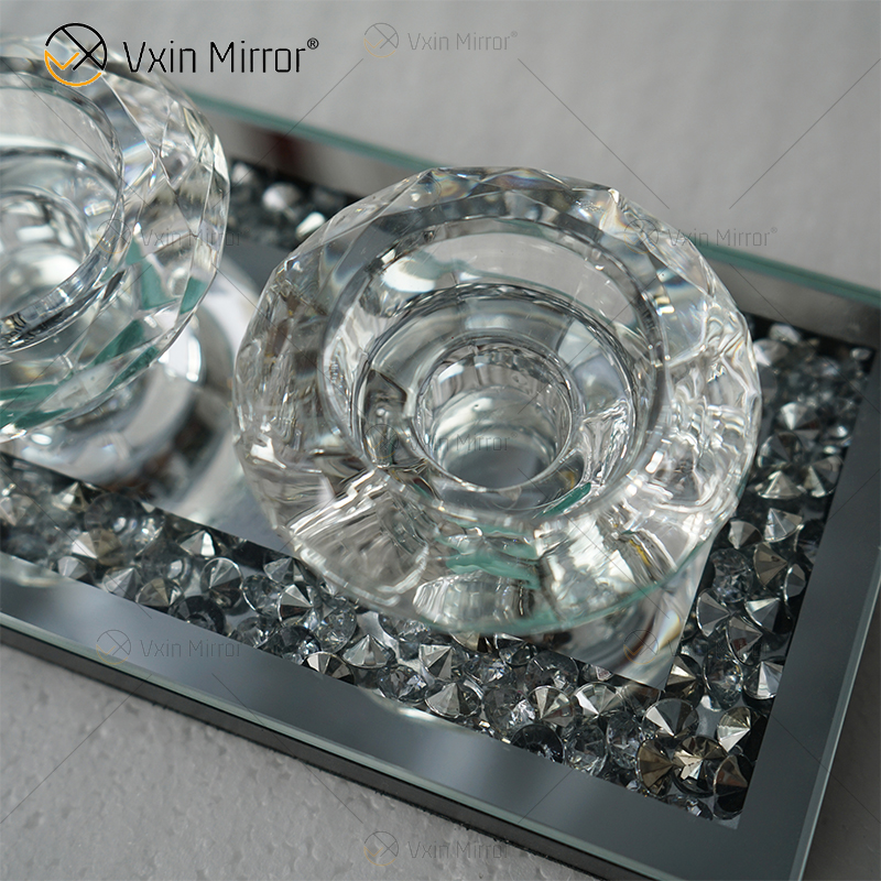 Candelabro de diamante triturado de cristal plateado WXCH-002 elegante moderno con nombre personalizable