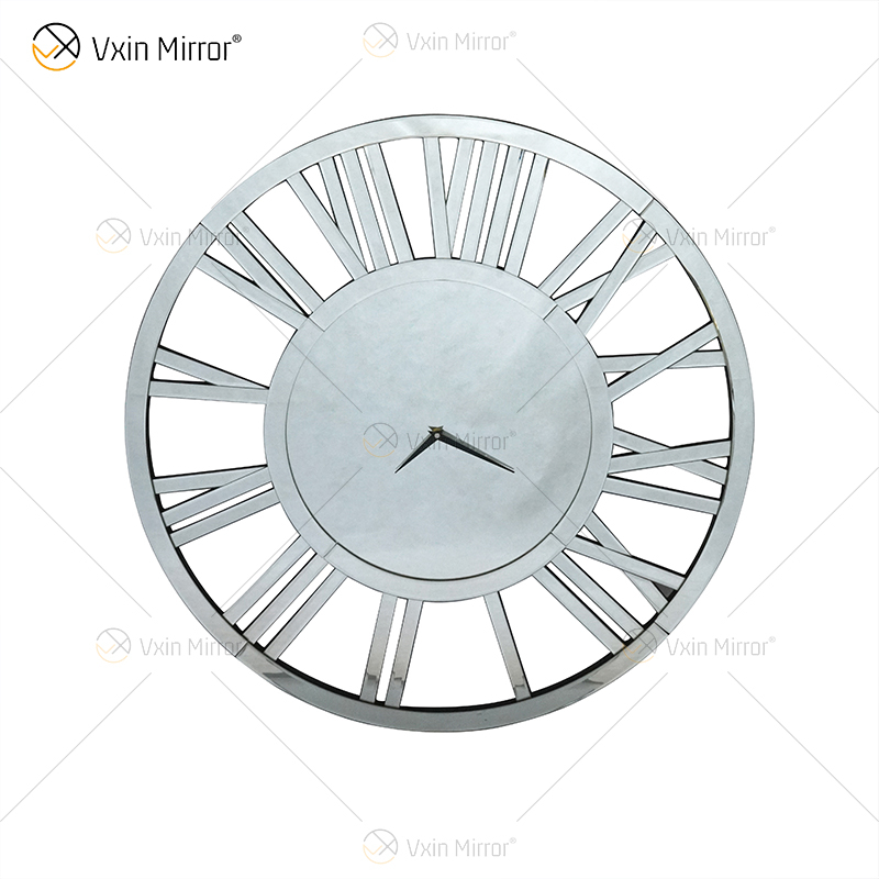 Venta caliente WXMC-04 pared moderna decorativa elegante diseño de números romanos reloj de espejo de pared de plata y oro