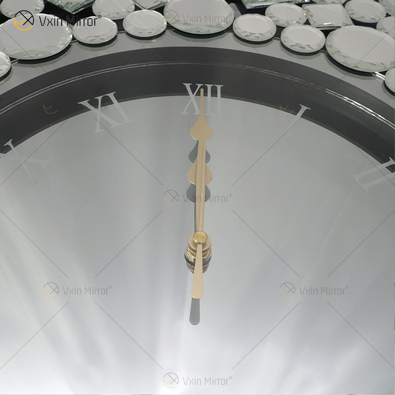Reloj espejado WXMC-085 Decoración de pared plateada Reloj redondo de cristal elegante