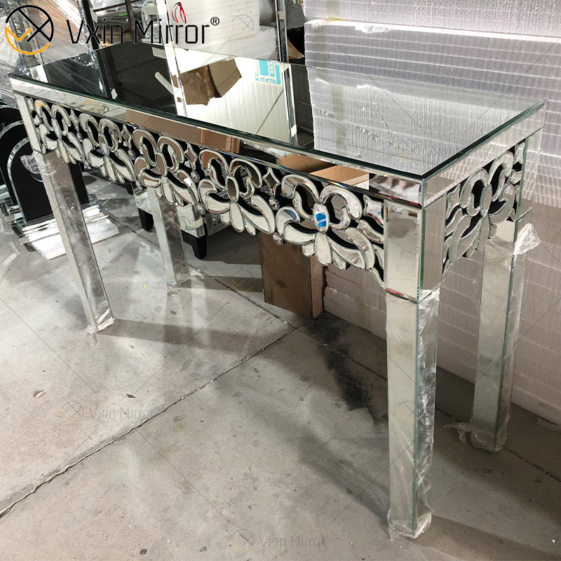 Fábrica de alta calidad Espejo Vxin Muebles de plata Mesa de consola de madera de cristal con espejo