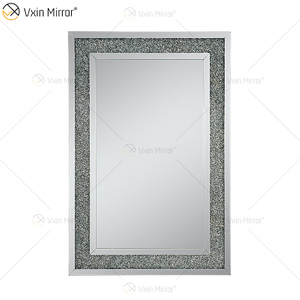 Venta al por mayor WXM-1759 Gold Factory Supply Design Decorar 3 colores Diamante triturado Muebles Espejos Decoración Salón Espejo de pared