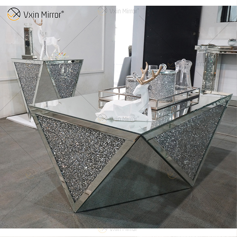 Suministro de fábrica WXF-711-1 Mesa auxiliar Acylic Mesa de centro con espejo moderno Mesa de centro con espejo pulido