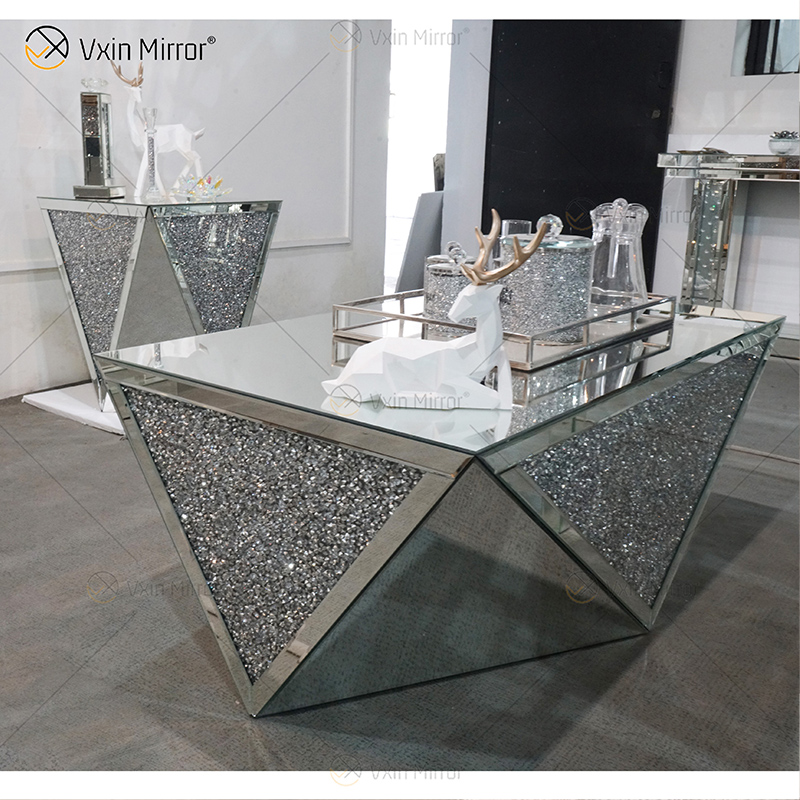 Suministro de fábrica WXF-711-1 Mesa auxiliar Acylic Mesa de centro con espejo moderno Mesa de centro con espejo pulido