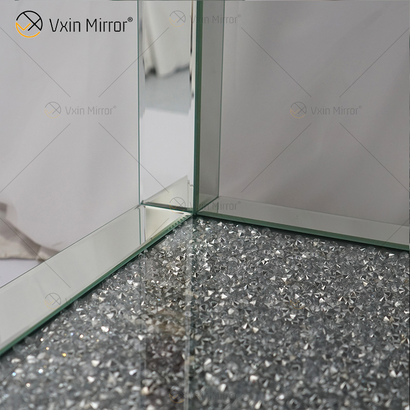 Vxin Mirrored Furniture WXF-117-4 Mesa auxiliar moderna y elegante con diamantes triturados