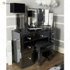 Gran oferta de muebles de dormitorio con espejo, armario, cama con espejo de diamante triturado negro con mesita de noche