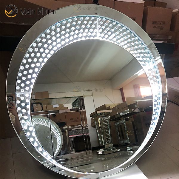 Fuente de fábrica de alta calidad WXM-2595 Espejo de luz LED de 3 colores Juego de espejo de maquillaje octogonal Espejo Juego de tocador de enchufe personalizado