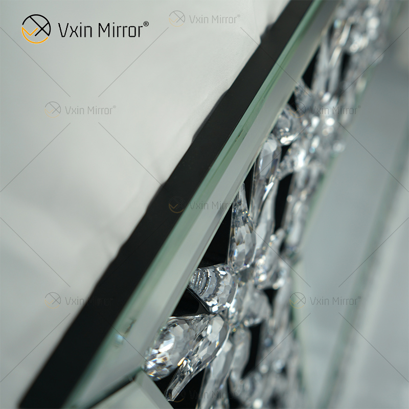 Fábrica al por mayor elegante WXM-1095 decoración moderna para el hogar espejo de pared decorativo de cristal plateado