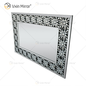 Fábrica al por mayor elegante WXM-1095 decoración moderna para el hogar espejo de pared decorativo de cristal plateado