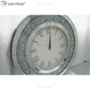Reloj de pared con espejo redondo de diamante triturado WXMC-010 de plata moderna de gran oferta