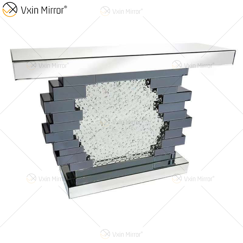 Mesa de consola con espejo de cristal de diamante triturado elegante de lujo barato de alta calidad de suministro de China para muebles de sala de estar WXF-506