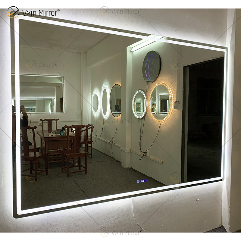 WXDL-120 LED Pantalla de luz de 3 colores Temperatura y tiempo Desempañado Fuente de alimentación impermeable Espejo de protección ambiental