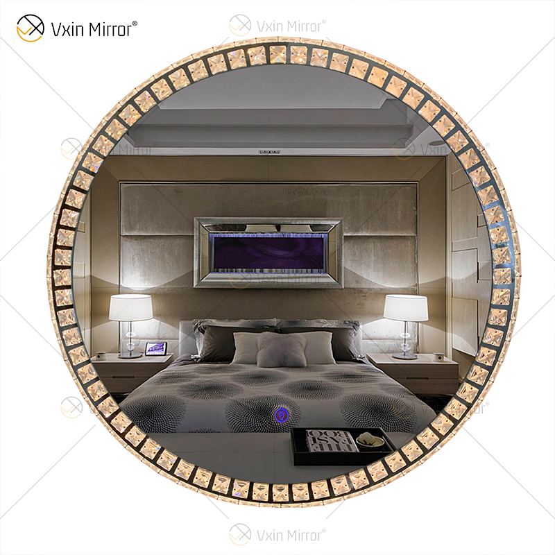 WXDL-115 LED 3 colores luz marco de cristal plateado fuente de alimentación impermeable 4mm espejo de protección ambiental sin cobre