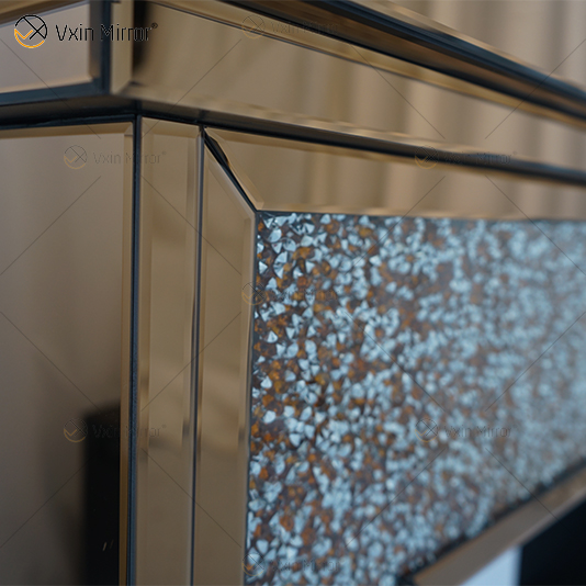 WXWF-020 multicolor de lujo, plata, diamante triturado, cristal blanco, espejo para sala de estar, chimenea interior