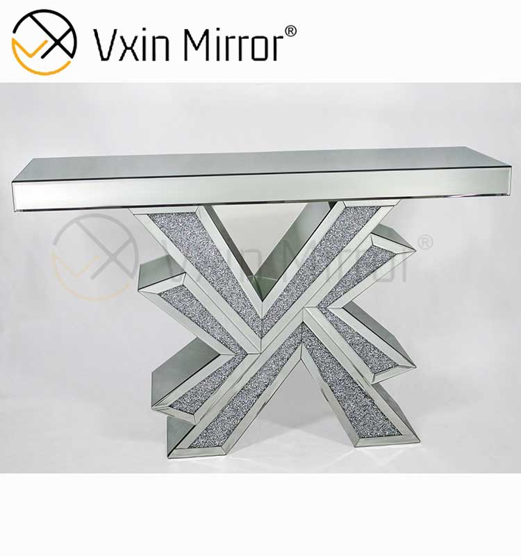 Vxin Miorror WXF-067 Suministro de fábrica Elegante mesa de consola de vidrio mental Mesa de colsole de plata barata para hotel