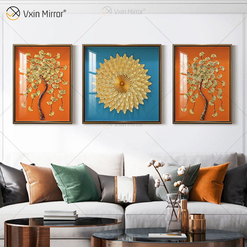 El más nuevo Vxin WXPA-25 3D abstracto arte de la pared de Metal arte de la pared decoración del hogar sala de estar enmarcada para el hogar conjunto para la venta