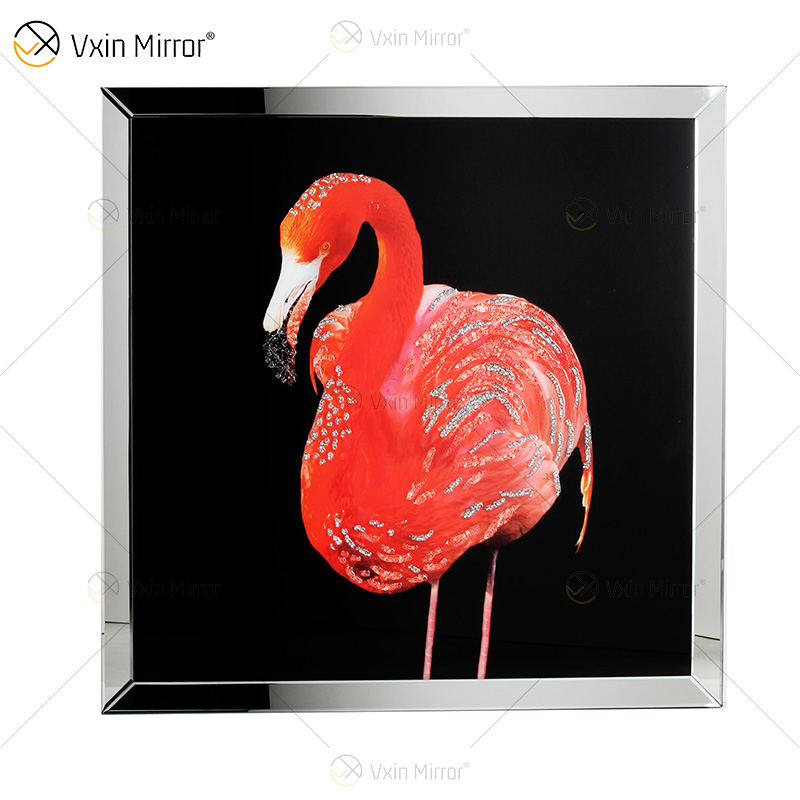 Vxin WXMA-57 pintura de porcelana de cristal resina flamenco marco cubierto espejo decorativo arte de pared