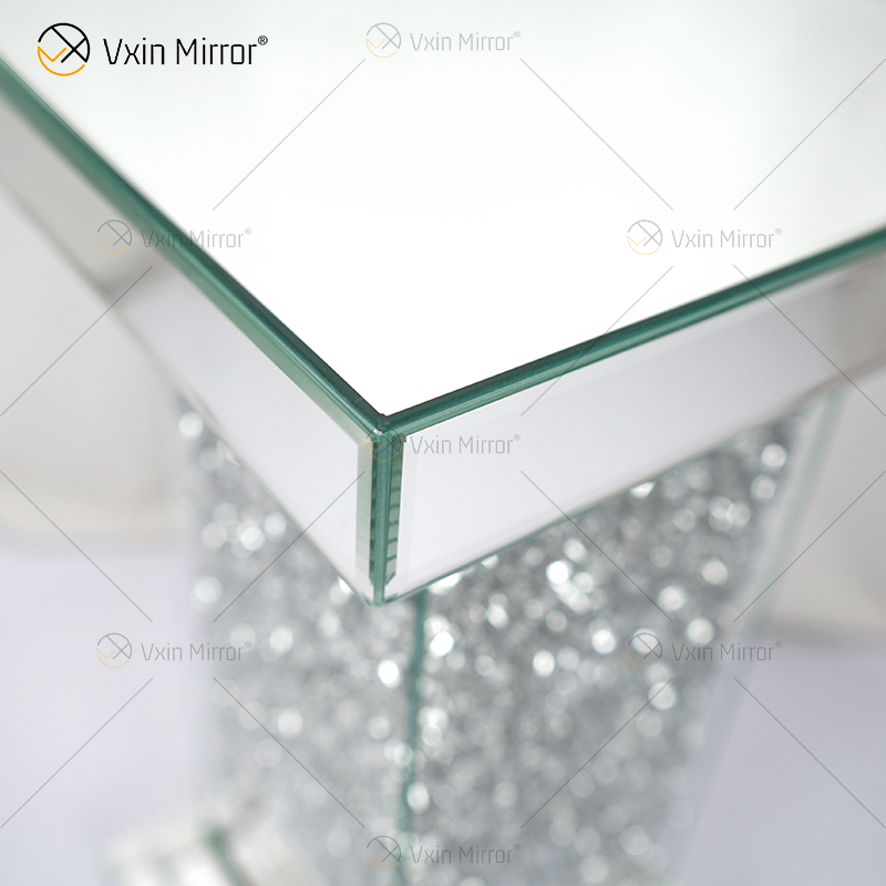 Mesa auxiliar de venta caliente Vxin WXF-979 Mesa auxiliar de espejo de diamante triturado rectangular de diseño moderno