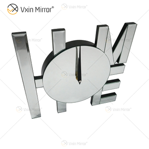 Reloj espejado WXMC-037 Decoración de pared plateada Reloj elegante LOVE